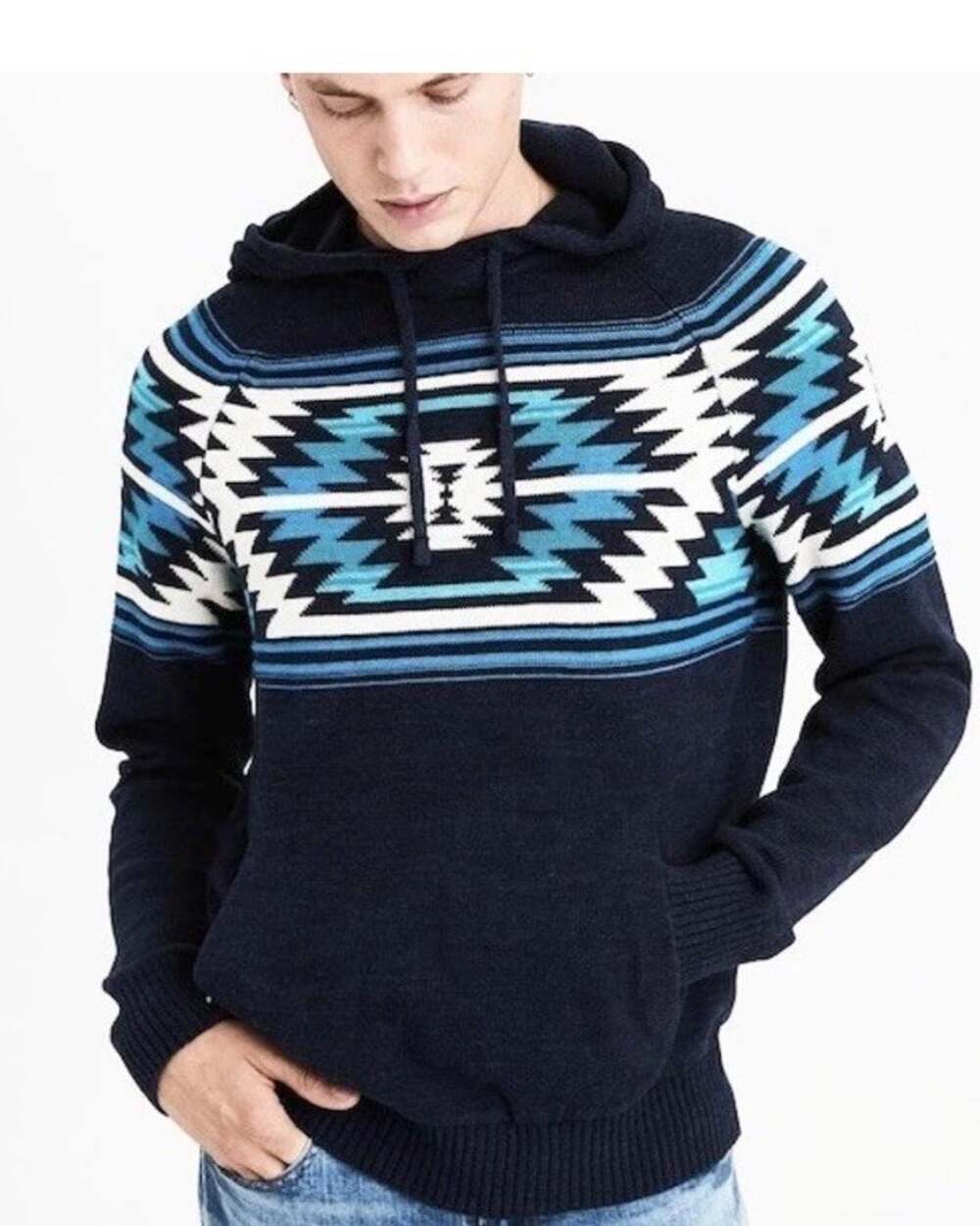American Eagle Sweater Mens Extra Large Aztec Hoodie Southwest Baja Pullover
